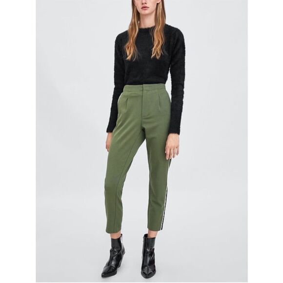 ZARA x TRF Collection Olive Green Trousers Pants w/ Side Stripes SZ XL - Picture 2 of 6